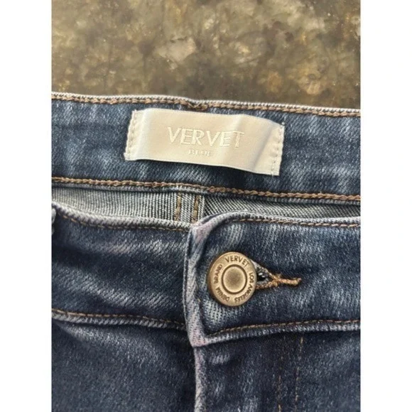 Vervet By Flying Monkey High Rise Cropped Raw Hem Denim Jeans Dark Wash Size 29 - Picture 8 of 14